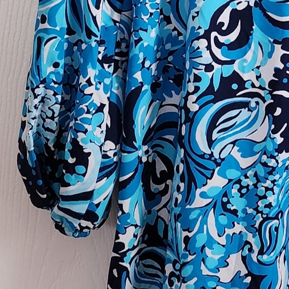 Lilly Pulitzer Chilly Lilly Seana Tunic VNeck DRESS • Mermaidzing • LSleeve • L - Picture 6 of 12